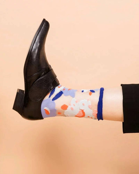Flower Garden Sheer Socks - Blue - KOLAB by Makers Quarter