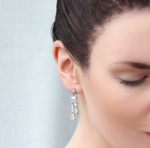 Sterling Silver Art Deco Chandelier Earrings