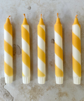 Butter Yellow & White Candy Cane Stripe Hand Dipped Candles  - KOLAB by Makers Quarter