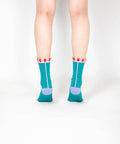Grids with Polka Dots Sheer Socks - Teal green - KOLAB by Makers Quarter