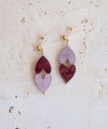 Queen of Hearts Drop Earrings in Merlot Red & Lilac Marble - KOLAB by Makers Quarter