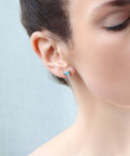 Art Deco Sterling Silver Turquoise Pyramid Stud Earrings - KOLAB by Makers Quarter