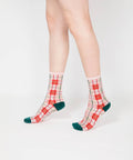 Tartan Sheer Socks - Pink and Peach - KOLAB by Makers Quarter