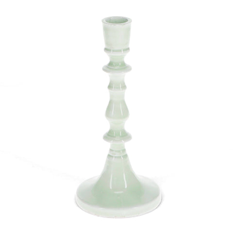Enamel Candlestick (19cm) - Light Grey