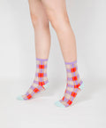 Tartan Sheer Sock - Purple & Red - KOLAB by Makers Quarter