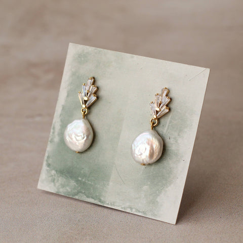 Art Deco Crystal Pearl Earrings