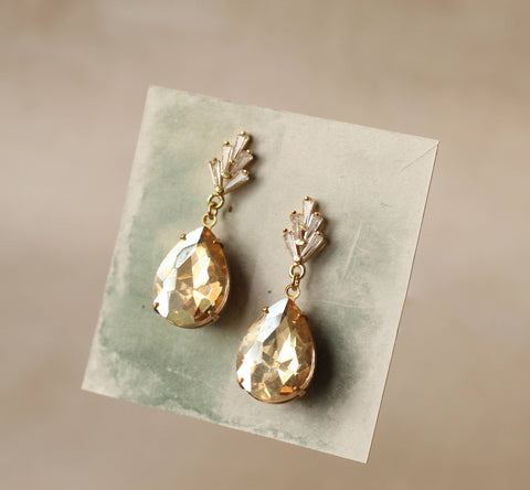 Champagne Crystal Teardrop Earrings