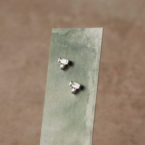 Art Deco Crystal Pyramid Sterling Silver Stud Earrings