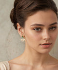 Art Deco Mother of Pearl Emerald Earrings - KOLAB by Makers Quarter