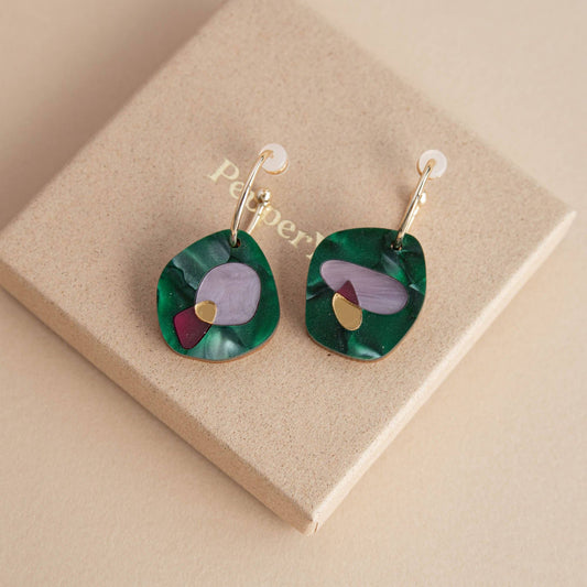 Puddle Hoop Earrings in Teal