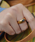 Gold Black Onyx Stone Ring, Waterproof - KOLAB by Makers Quarter