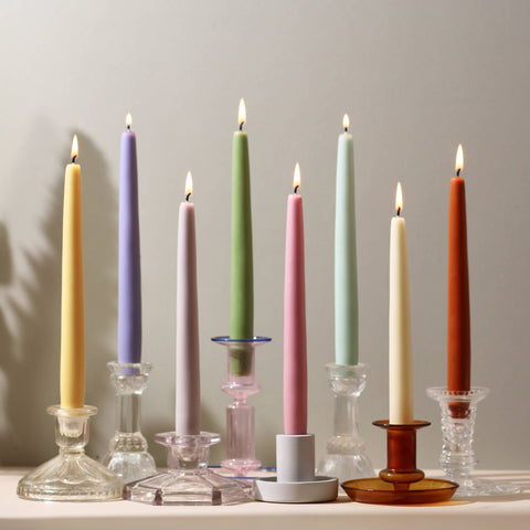 Soft Pastel Tones Beeswax & Soy Blend Thick Taper Candles