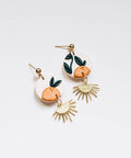 Orange Tree with Brass Drop Earrings, Embroidery - KOLAB by Makers Quarter