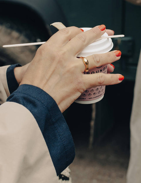 Gold Fluid Band Ring, Waterproof