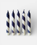 Navy & white candy spiral twist Hand Dipped Candles  - KOLAB by Makers Quarter