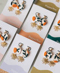 Orange Tree with Brass Drop Earrings, Embroidery - KOLAB by Makers Quarter