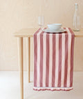 Cotton Table Runner in dusty Red & Pink Stripe - KOLAB by Makers Quarter