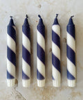 Navy & white candy spiral twist Hand Dipped Candles  - KOLAB by Makers Quarter