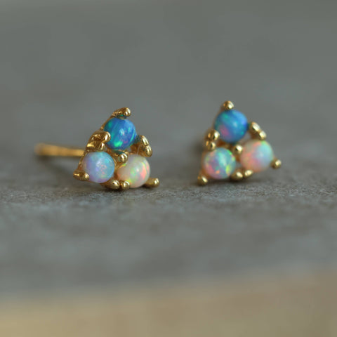 Turquoise Trio Opal Stud Earrings