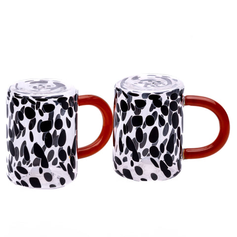 Glass Salt and Pepper Shaker : Black Spotty