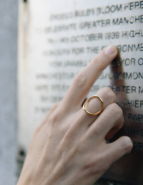 Gold Abstract Circle Ring, Waterproof