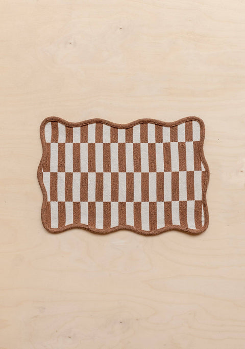Cotton Placemats Set of 2 in Camel Checkerboard - KOLAB by Makers Quarter