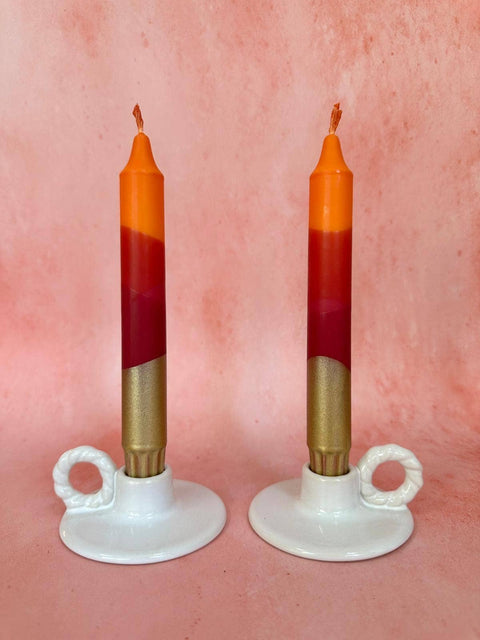Colourful ‘Autumn Spice’ Handmade Candles Orange & Burgundy - KOLAB by Makers Quarter