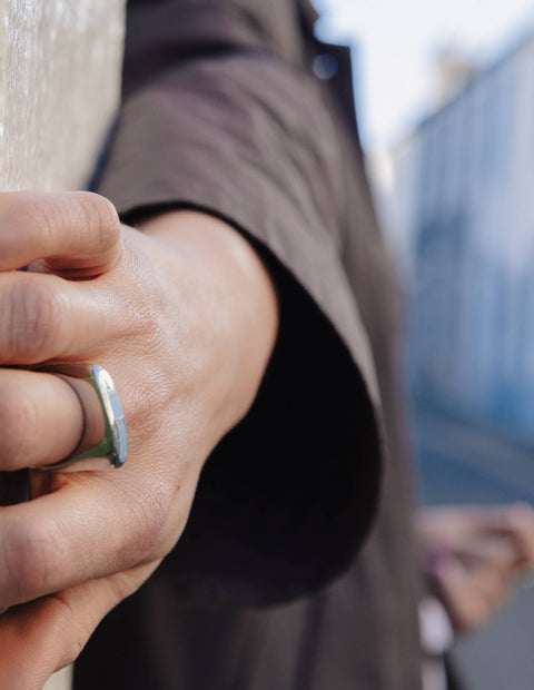 Silver Raised Fluid Ring, Waterproof