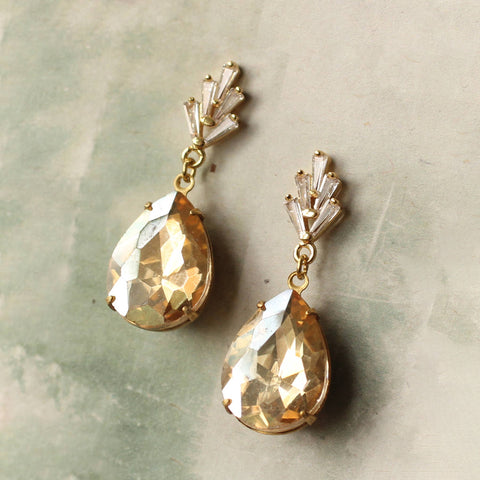 Champagne Crystal Teardrop Earrings