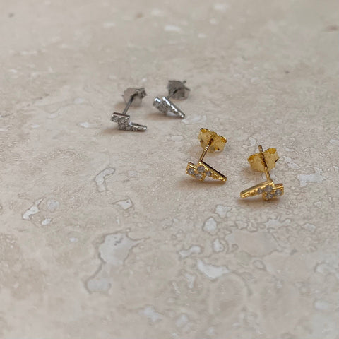 Gold Vermeil | Sterling Silver Mini Lightning Stud Earrings