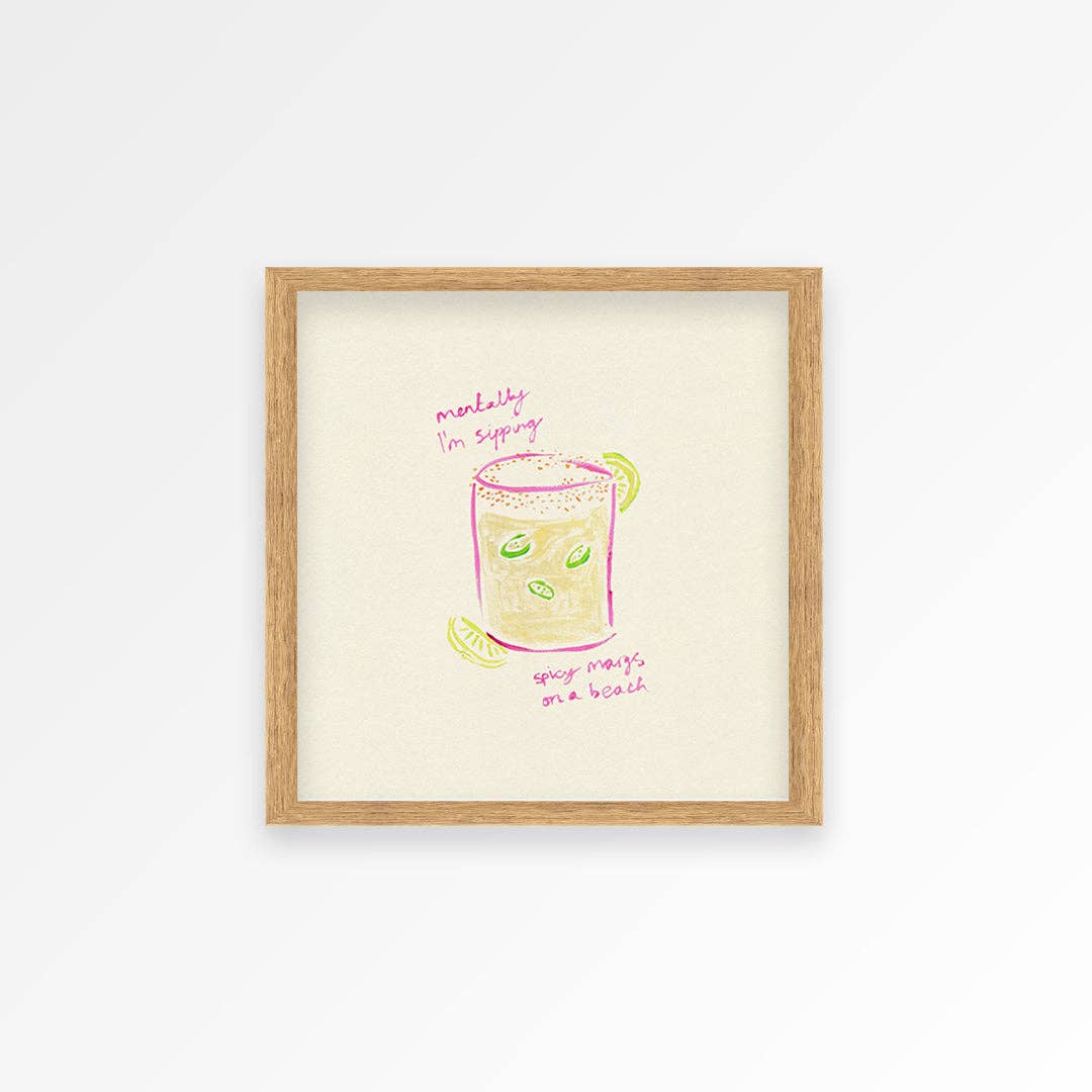 Sipping Spicy Margs Square Hand Painted Print