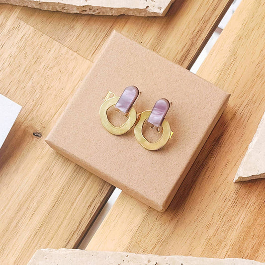 Around Brass Stud Earrings