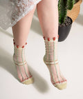 Polka Dot & Grid Sheer Socks - Frosted Mint Socks - KOLAB by Makers Quarter