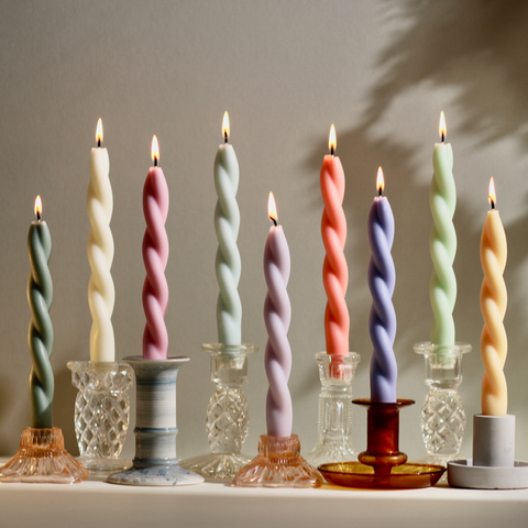 Soft Pastel Handmade Beeswax & Soy Blend Spiral Twist Candle