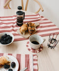Set of 2 Cotton Coasters in a Dusty Pink & Red Stripe - KOLAB by Makers Quarter