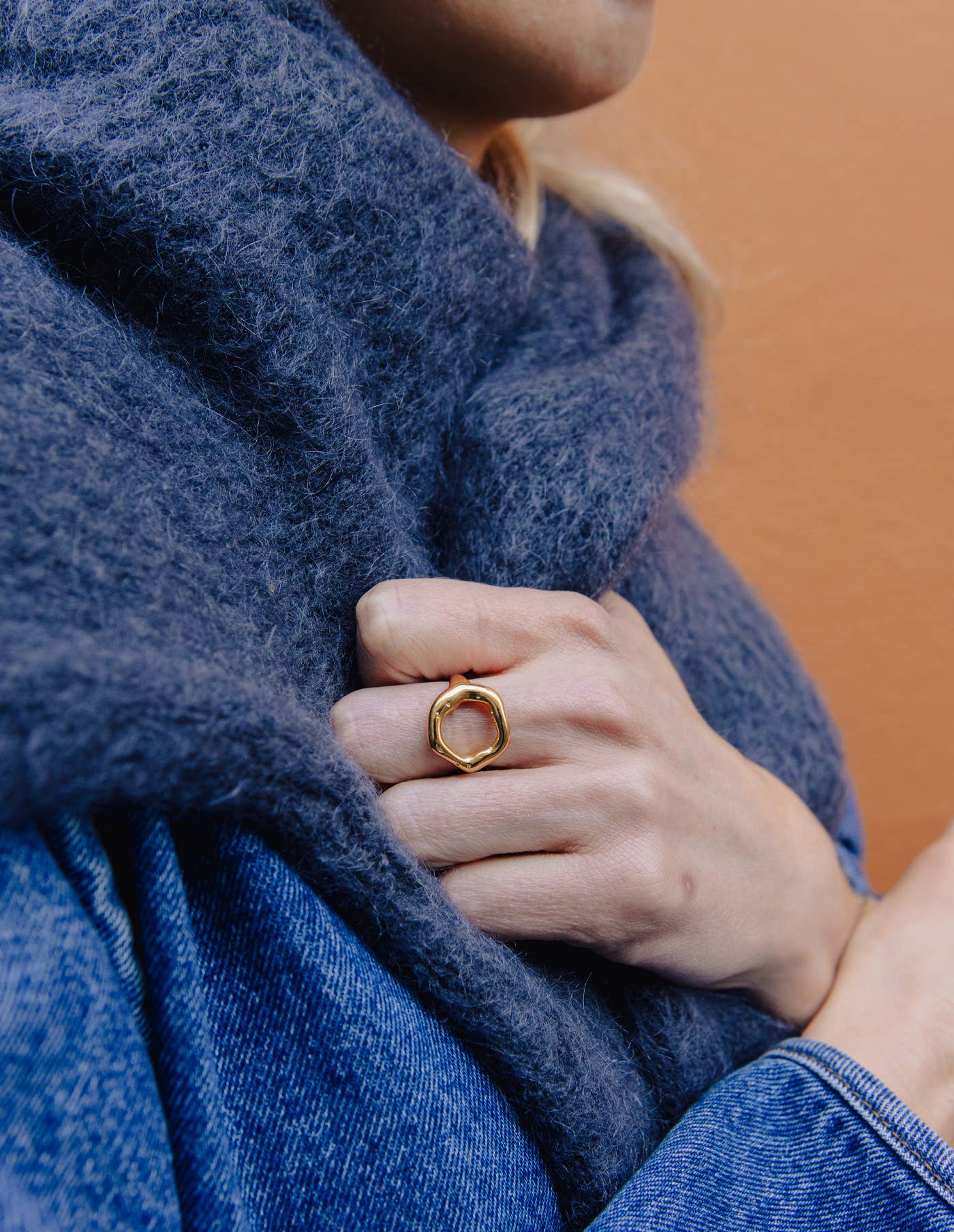 Gold Irregular Oval Ring, Waterproof