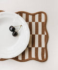 Cotton Placemats Set of 2 in Camel Checkerboard - KOLAB by Makers Quarter