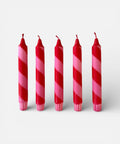 Hand Dipped Colourful Red & Pink Stripe Candy Cane Candles - KOLAB by Makers Quarter