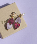 Queen of Hearts Drop Earrings in Merlot Red & Lilac Marble - KOLAB by Makers Quarter