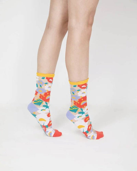 Flower Garden Sheer Socks - Yellow - KOLAB by Makers Quarter