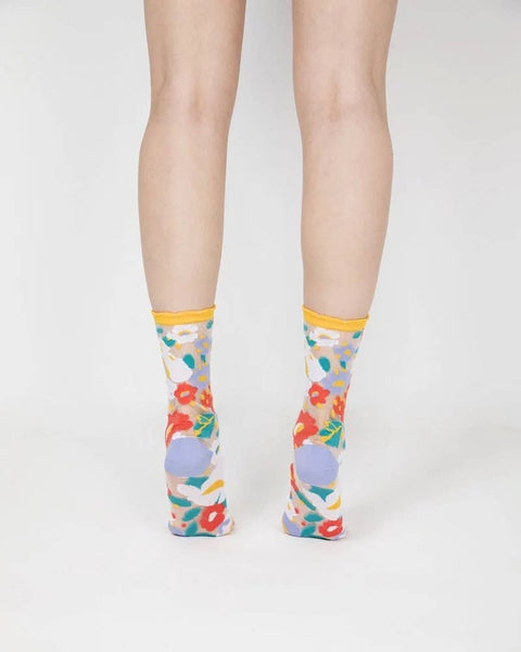 Flower Garden Sheer Socks - Yellow - KOLAB by Makers Quarter