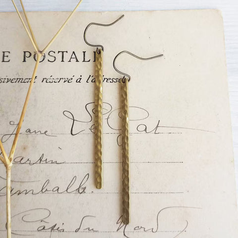 Hammered Brass Stem earrings - KOLAB by Makers Quarter