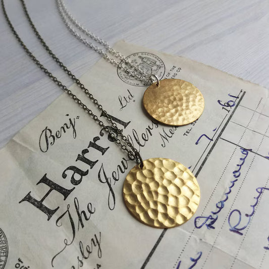 Hammered Brass Disc necklace