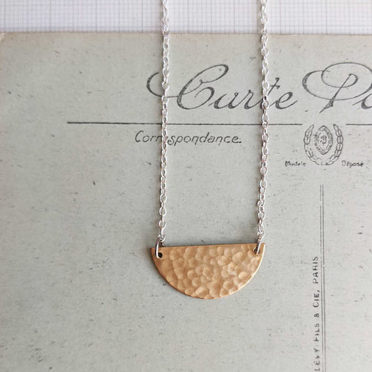 Hammered Brass Half Moon necklace