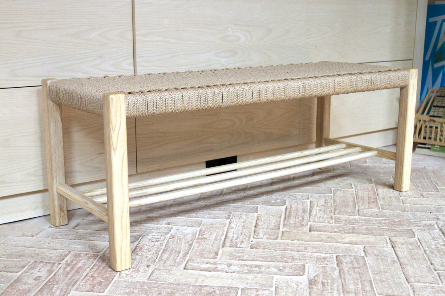 Danish Weaved End Of Bed Bench