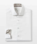 White Sateen Shirt with Yellow Flora Accents - KOLAB by Makers Quarter
