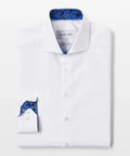 White Textured Shirt with Flowers Under Moonlight Accents - KOLAB by Makers Quarter